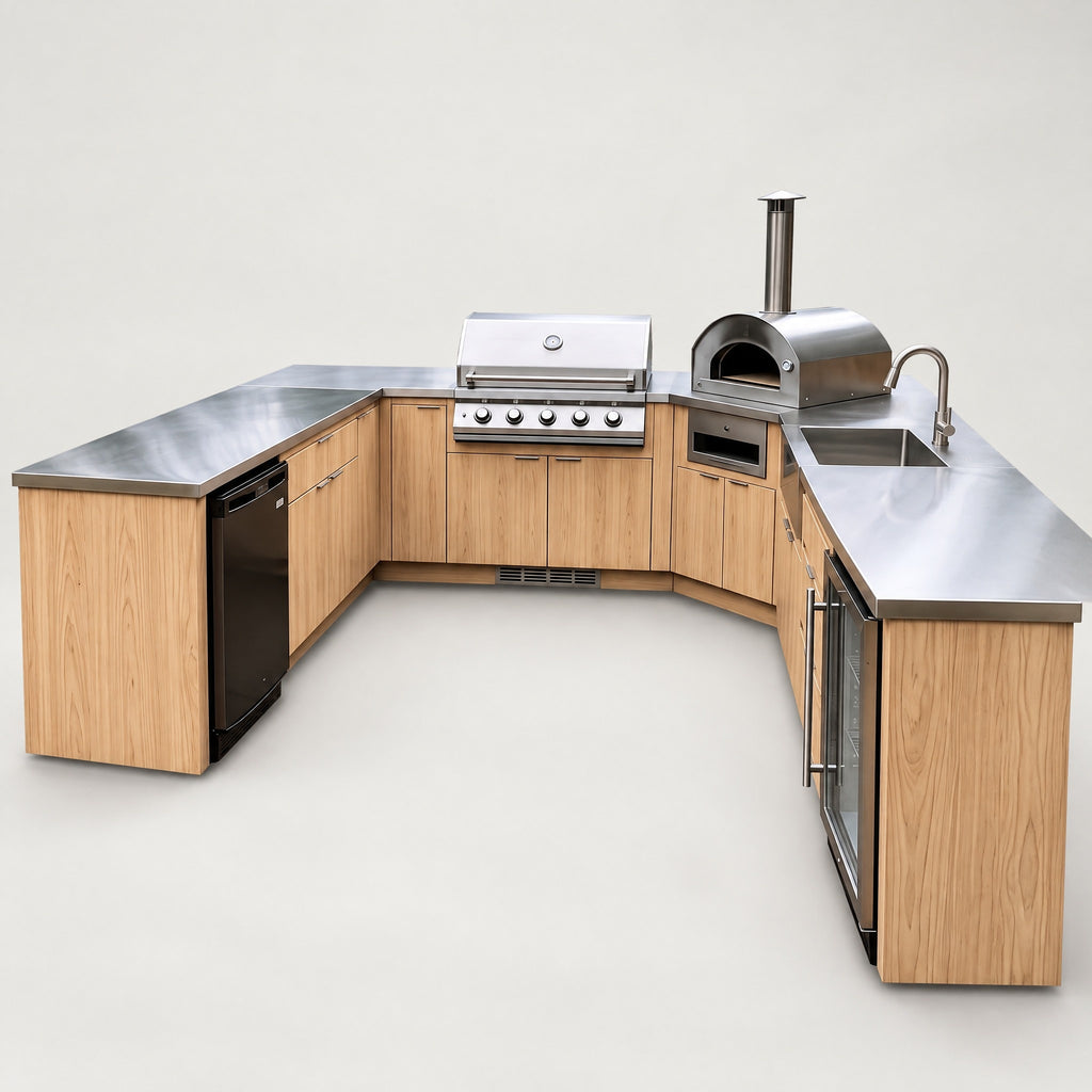 U-Shaped Outdoor Kitchen with Kamado Space - side view