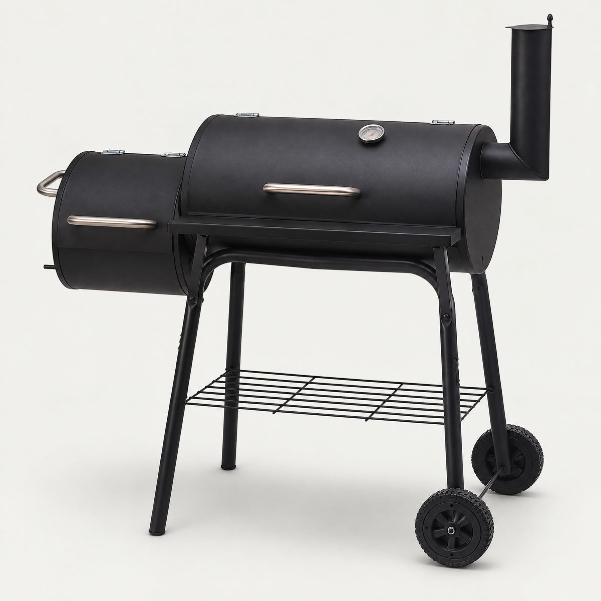 Charcoal Grill with Side Firebox - side view