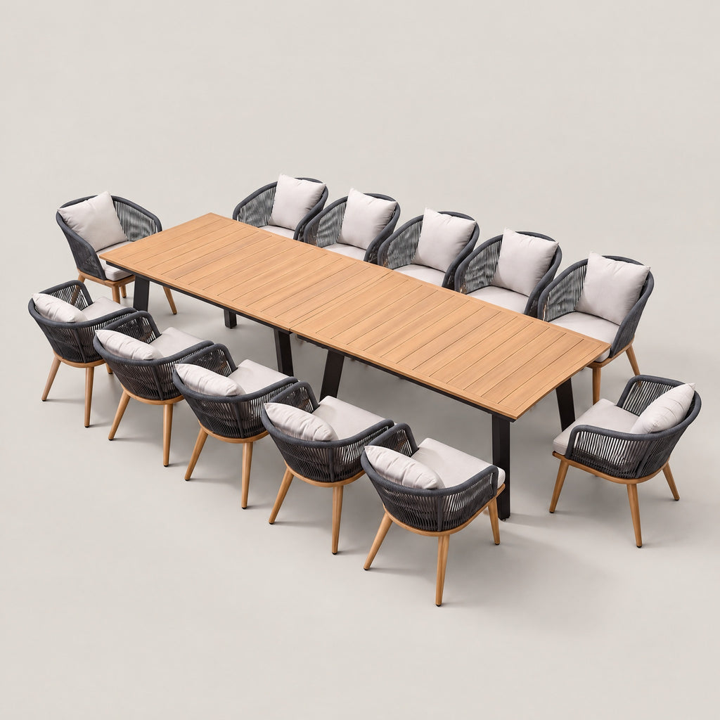 Aluminium Slatted Dining Set - side view