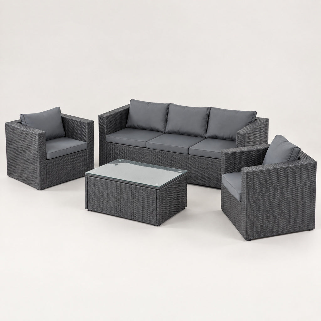 5-Seater Rattan Outdoor Lounge Set, Slate - side view
