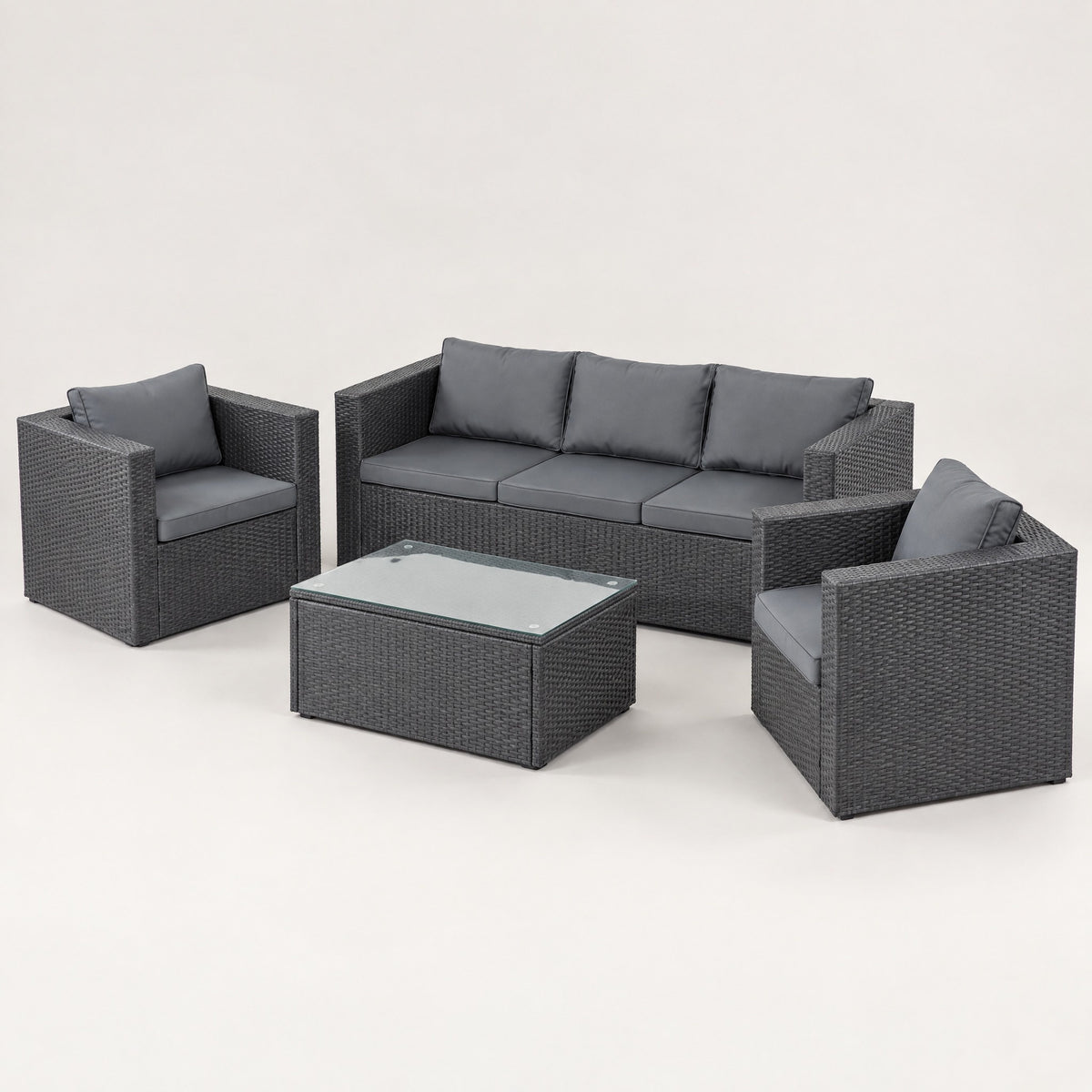 5-Seater Rattan Outdoor Lounge Set, Slate - side view