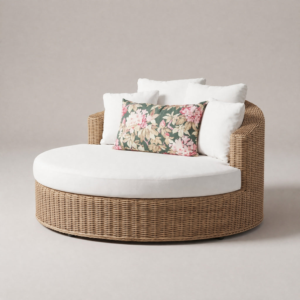 Round Swivel Wicker Daybed - side view