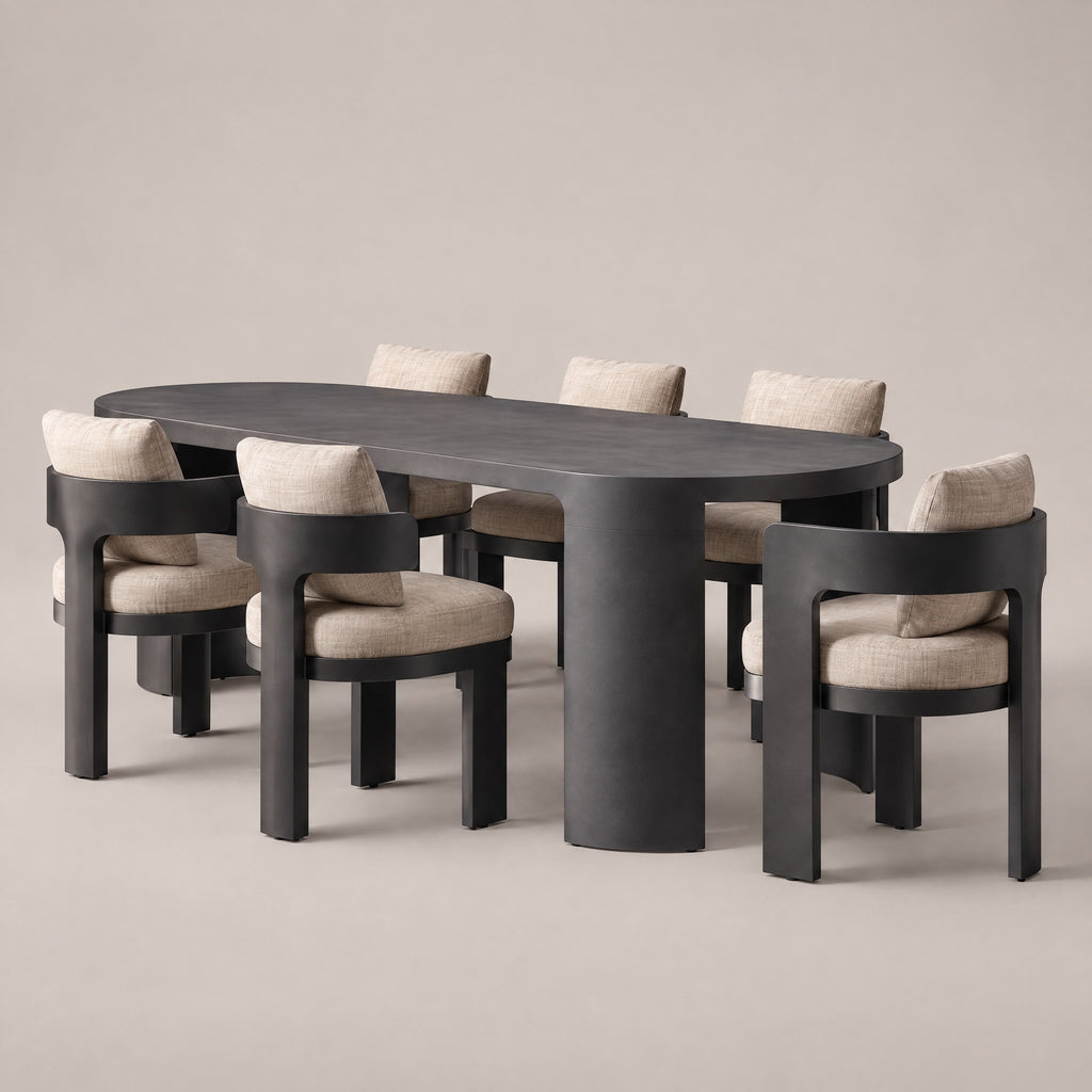 Contemporary Aluminium Dining Set - side view