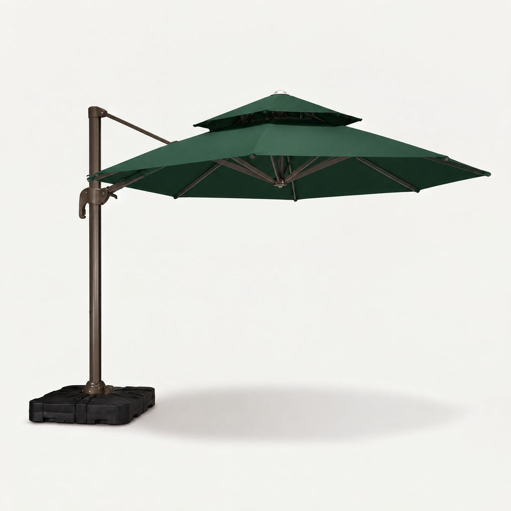 Large Cantilever Umbrella, Green - side view