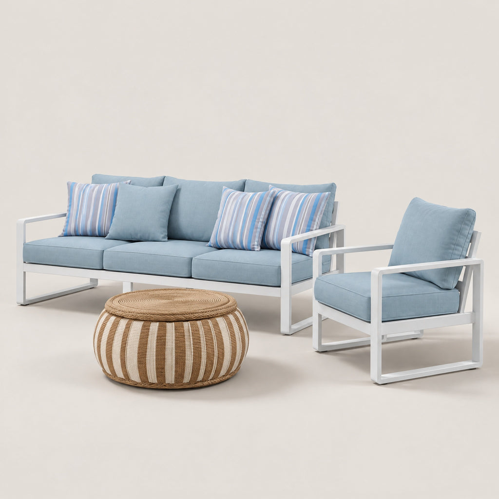 Modern Outdoor Lounge Set with Sofa and Round Table - side view