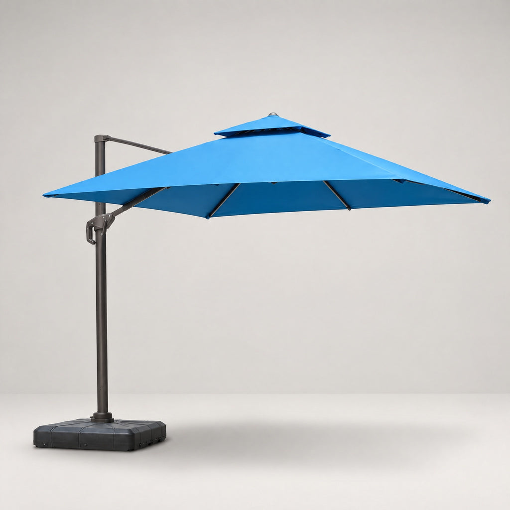 360° Rotating Cantilever Umbrella, Blue - side view