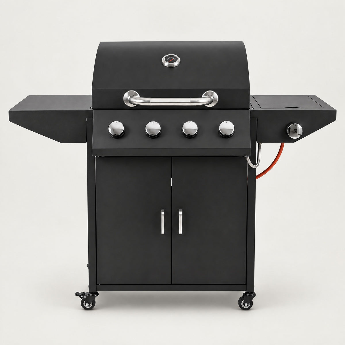4-Burner Gas BBQ with Side Burner, Black - front view