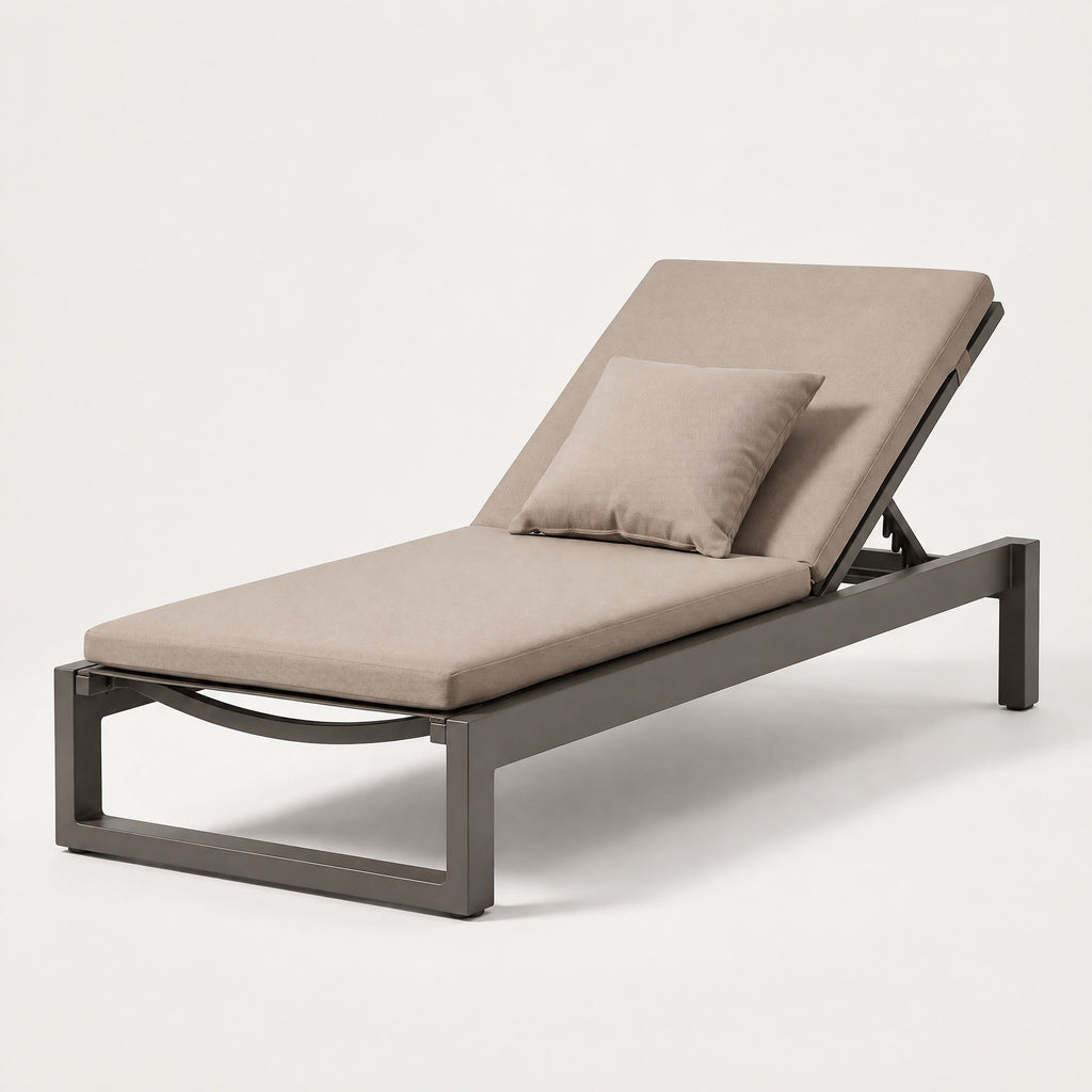 Aluminium Sun Lounger with Cushion - side view