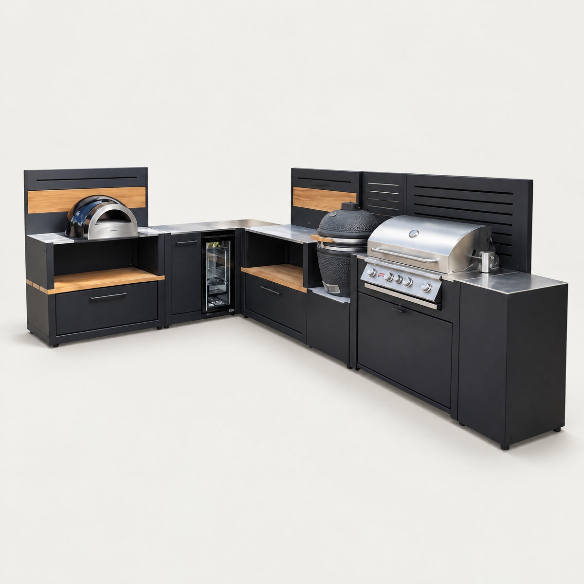 Outdoor Kitchen with Built-In Smoker - side view