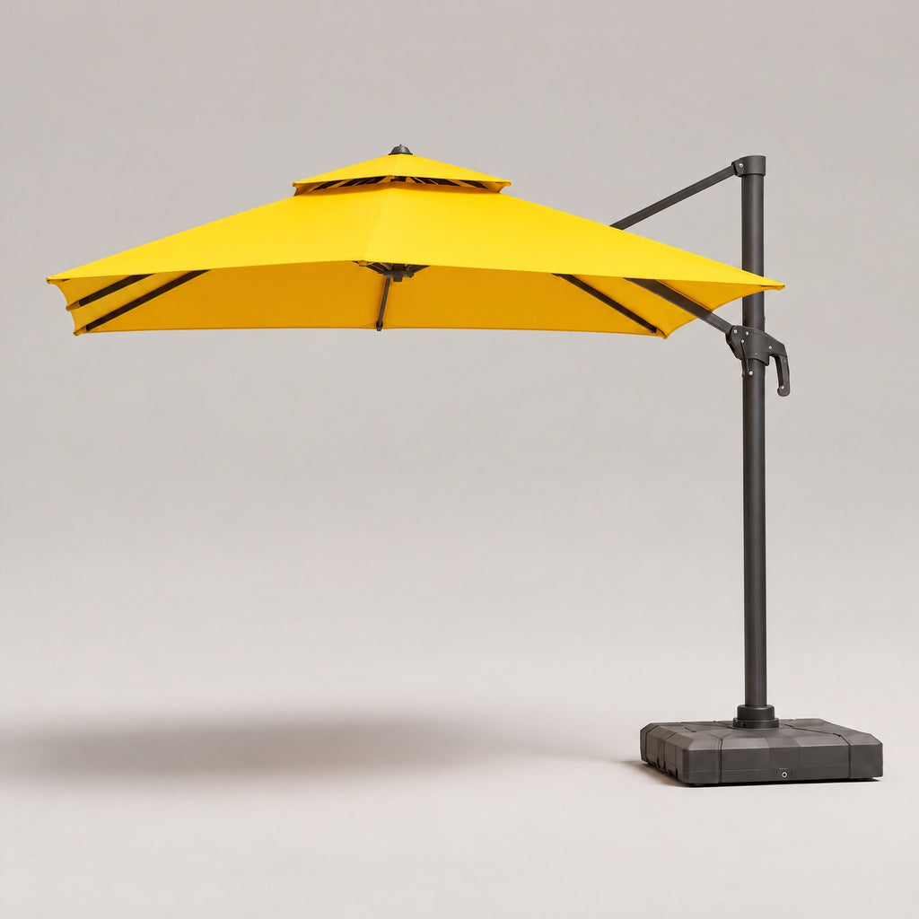 Double-Top Cantilever Umbrella, Crank Lift - side view