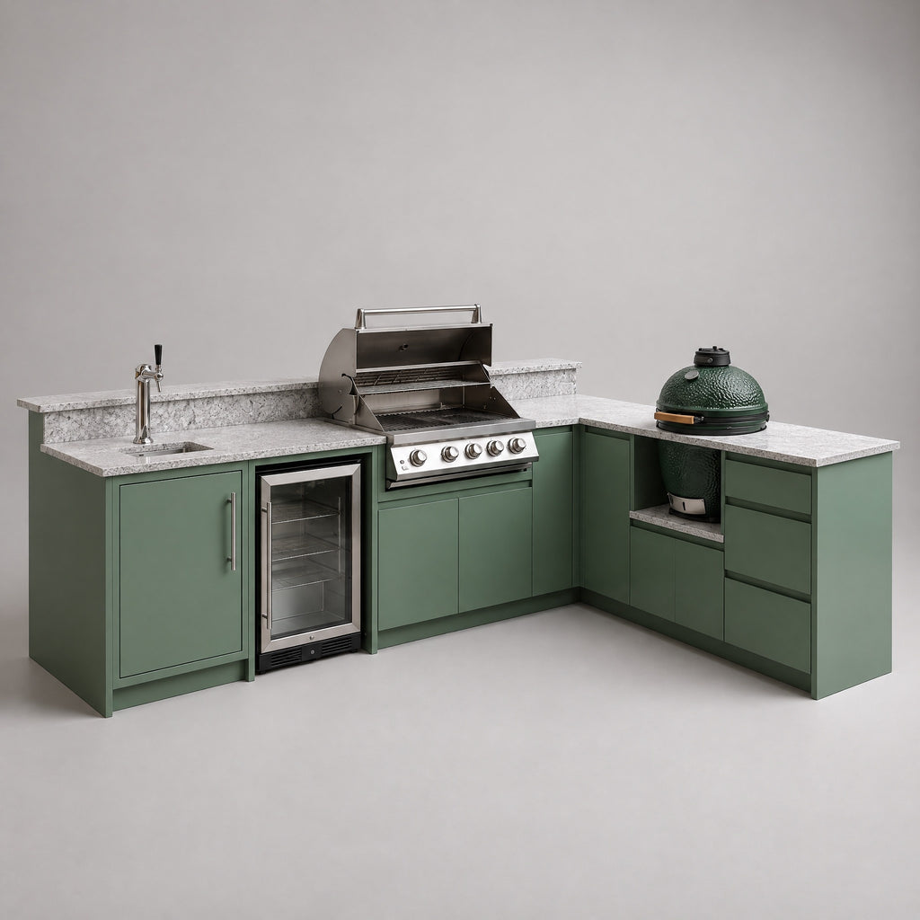Outdoor Kitchen with Kamado Grill, Sage - side view