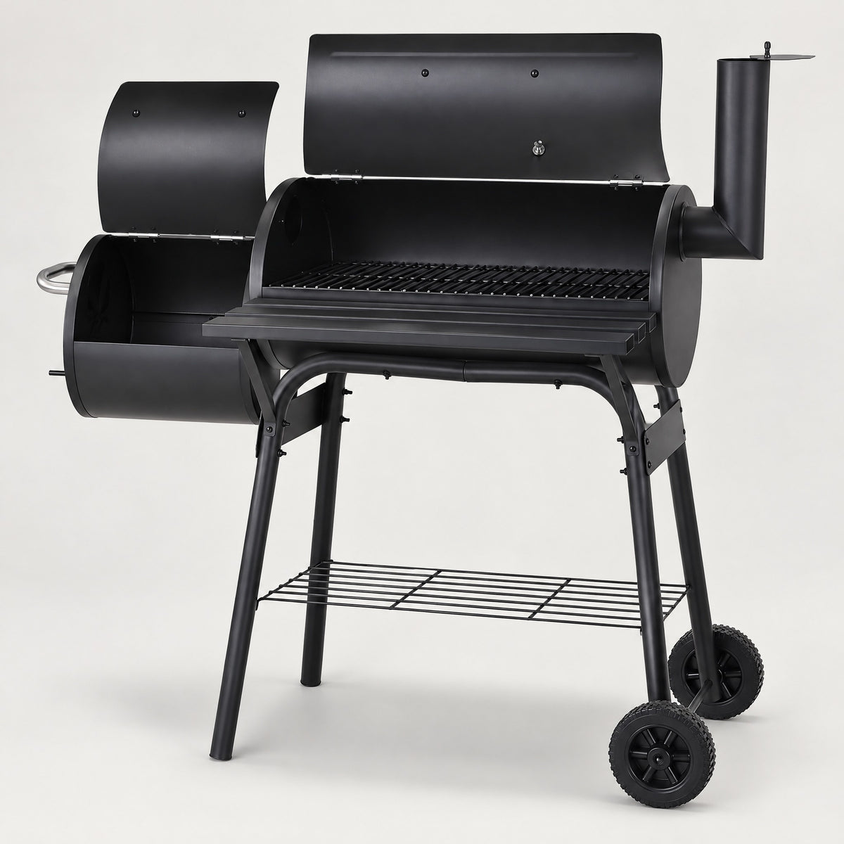American-Style Charcoal Smoker Grill - side view