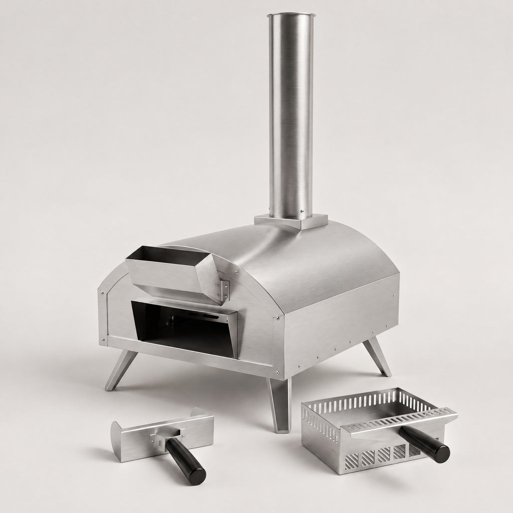 Stainless Single-Burner Pizza Oven - side view