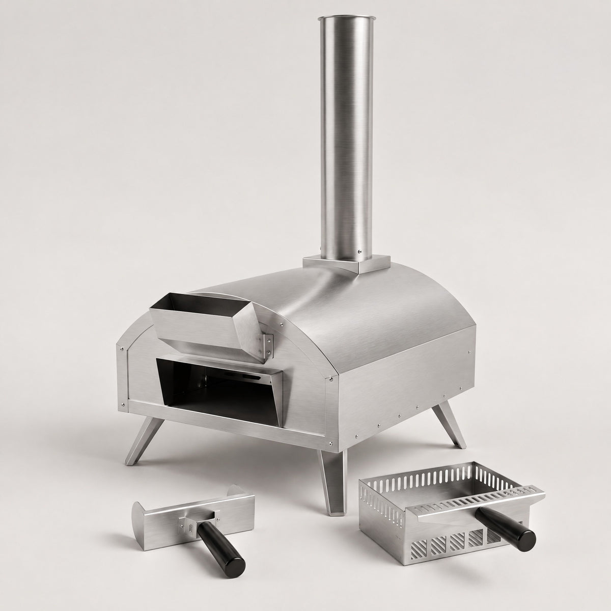 Stainless Single-Burner Pizza Oven - side view