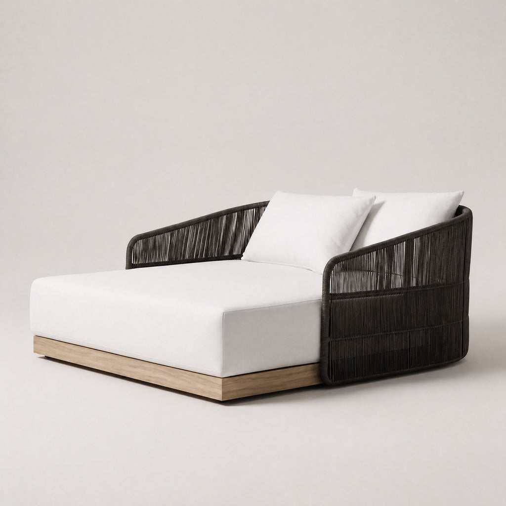 Rope Outdoor Daybed, Aluminium Base - side view