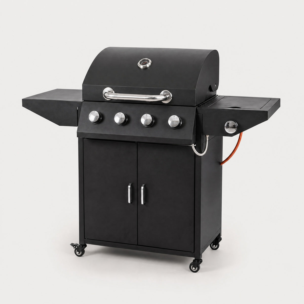 5-Burner Gas BBQ on Trolley, Black - side view