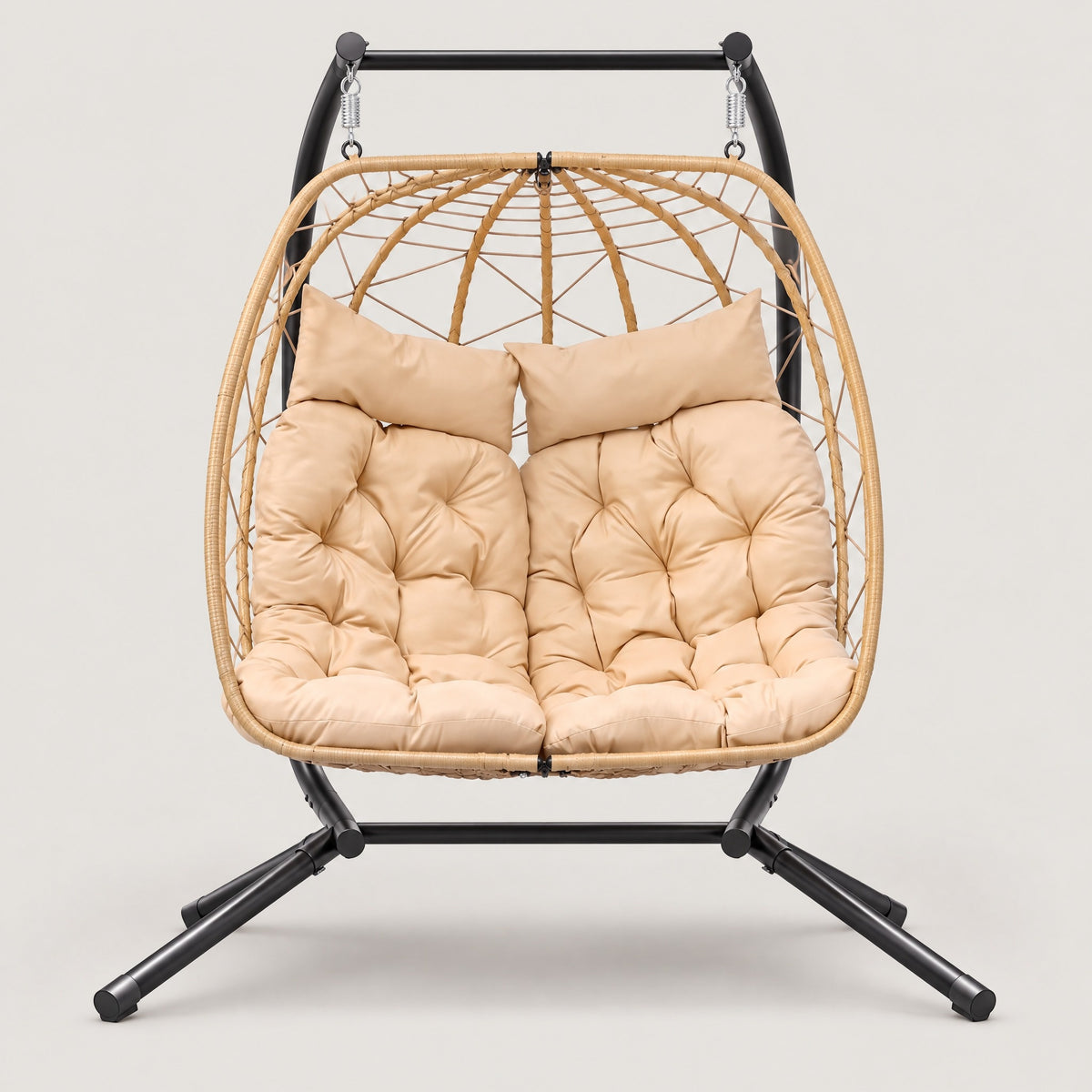 Double Hanging Egg Chair with Stand - front view