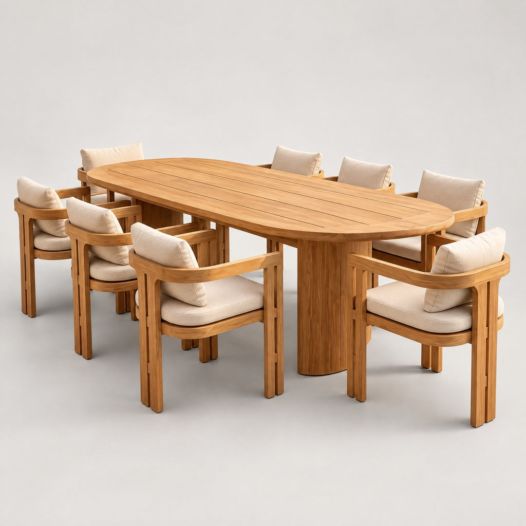Solid Teak Outdoor Dining Set - side view