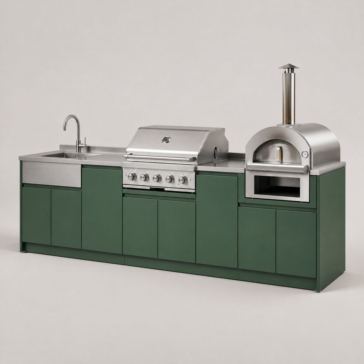 European-Style Outdoor Kitchen, Green - side view