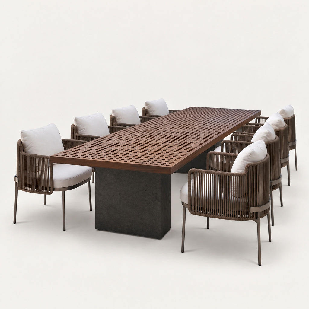 Aluminium and Rope Dining Set - side view