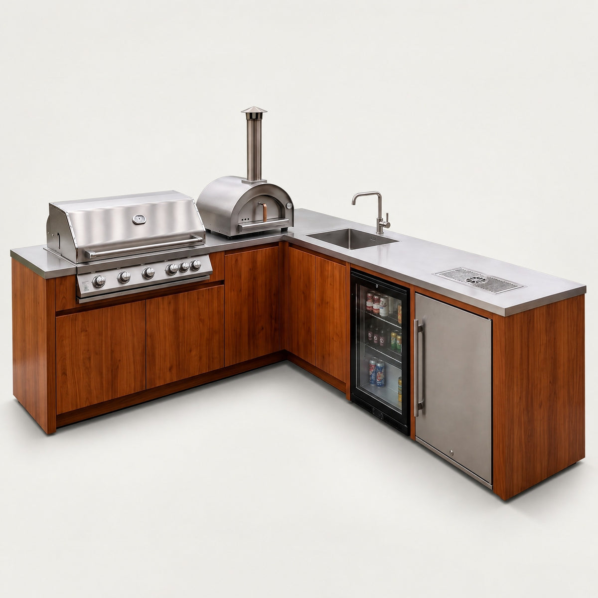 304 Stainless Outdoor Kitchen, Timber Look - side view