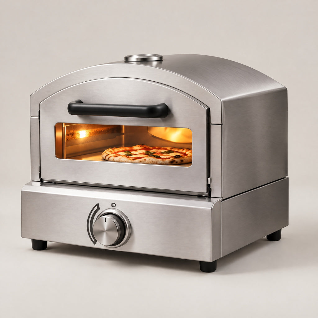Countertop Gas Pizza Oven with Glass Door - side view