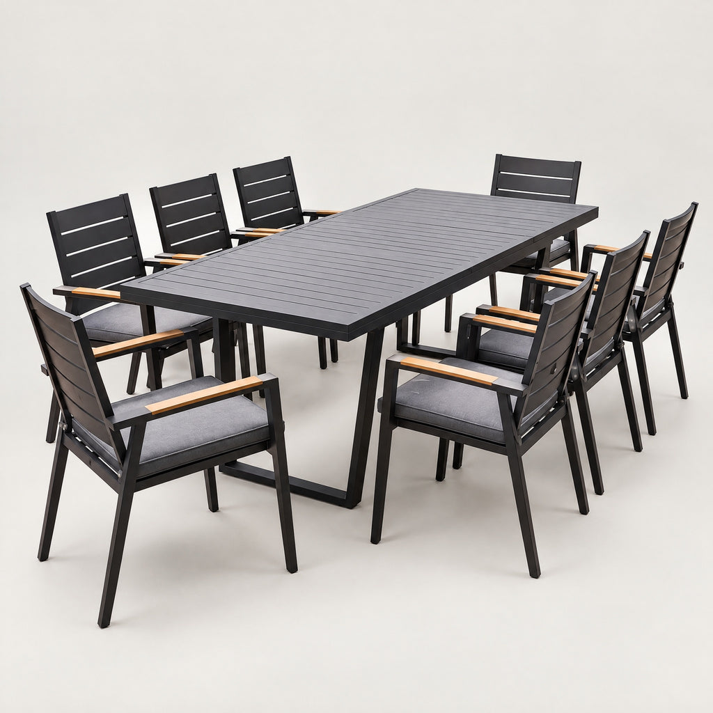 8-Seater Extendable Aluminium Dining Set - side view