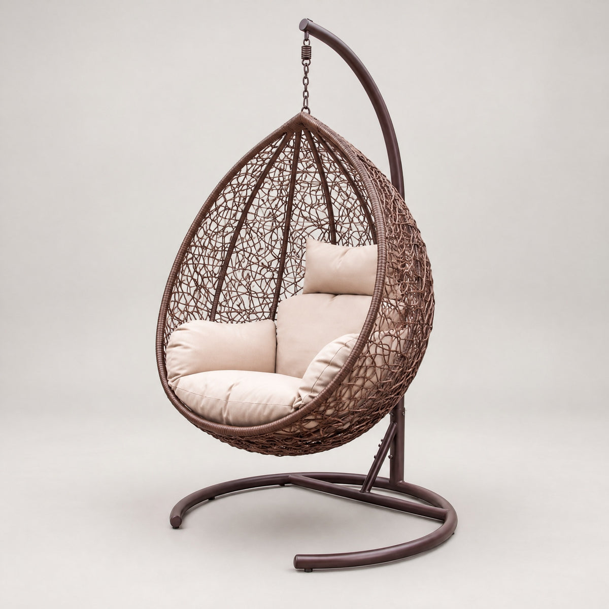 Hanging Rattan Egg Chair with Stand - side view