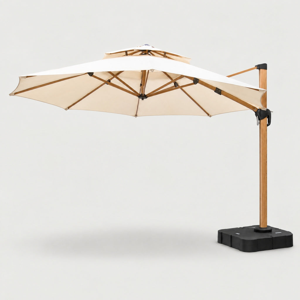 3.6m Cantilever Umbrella, Wood-Look Aluminium - side view