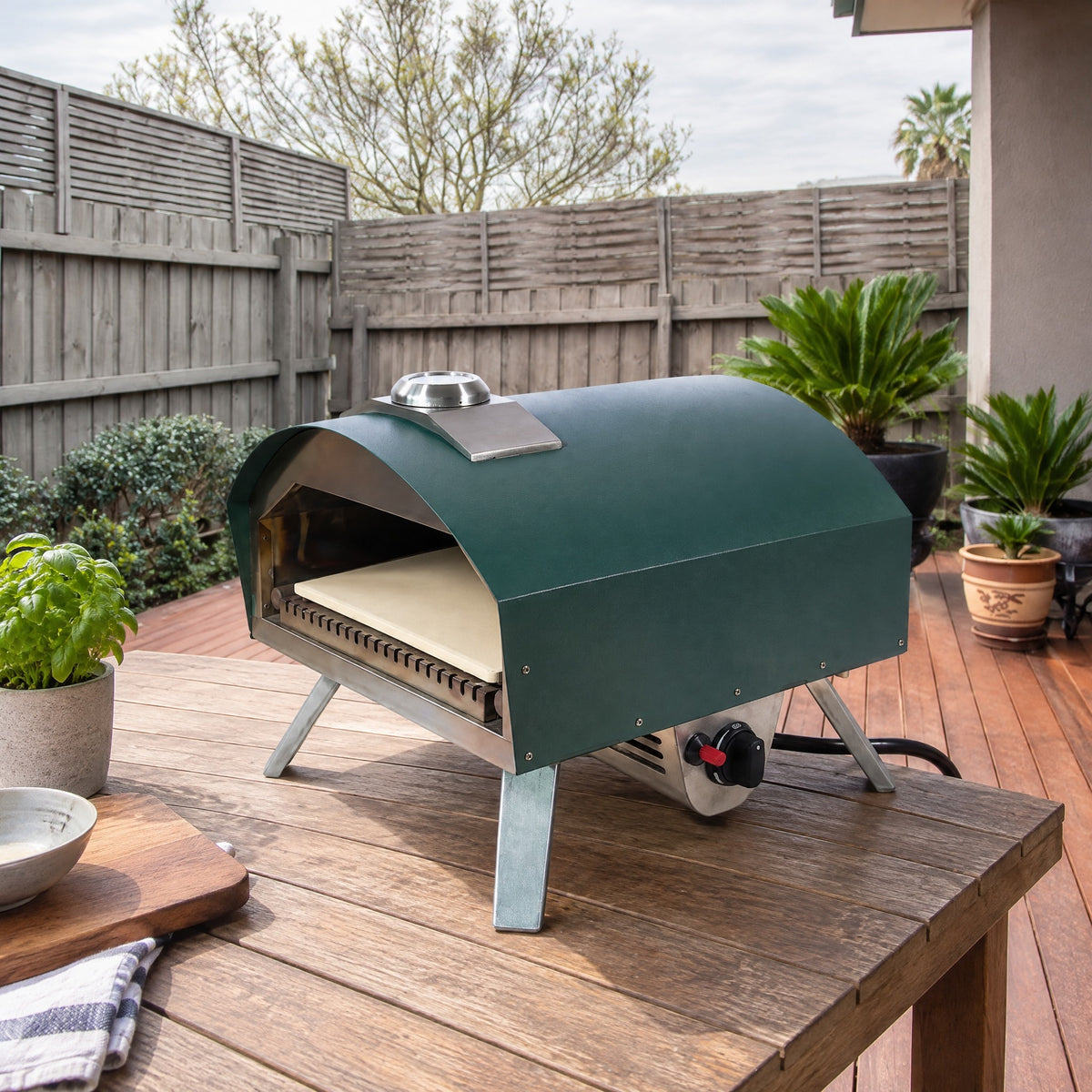 16" Gas Pizza Oven, U-Shaped Burner, Green