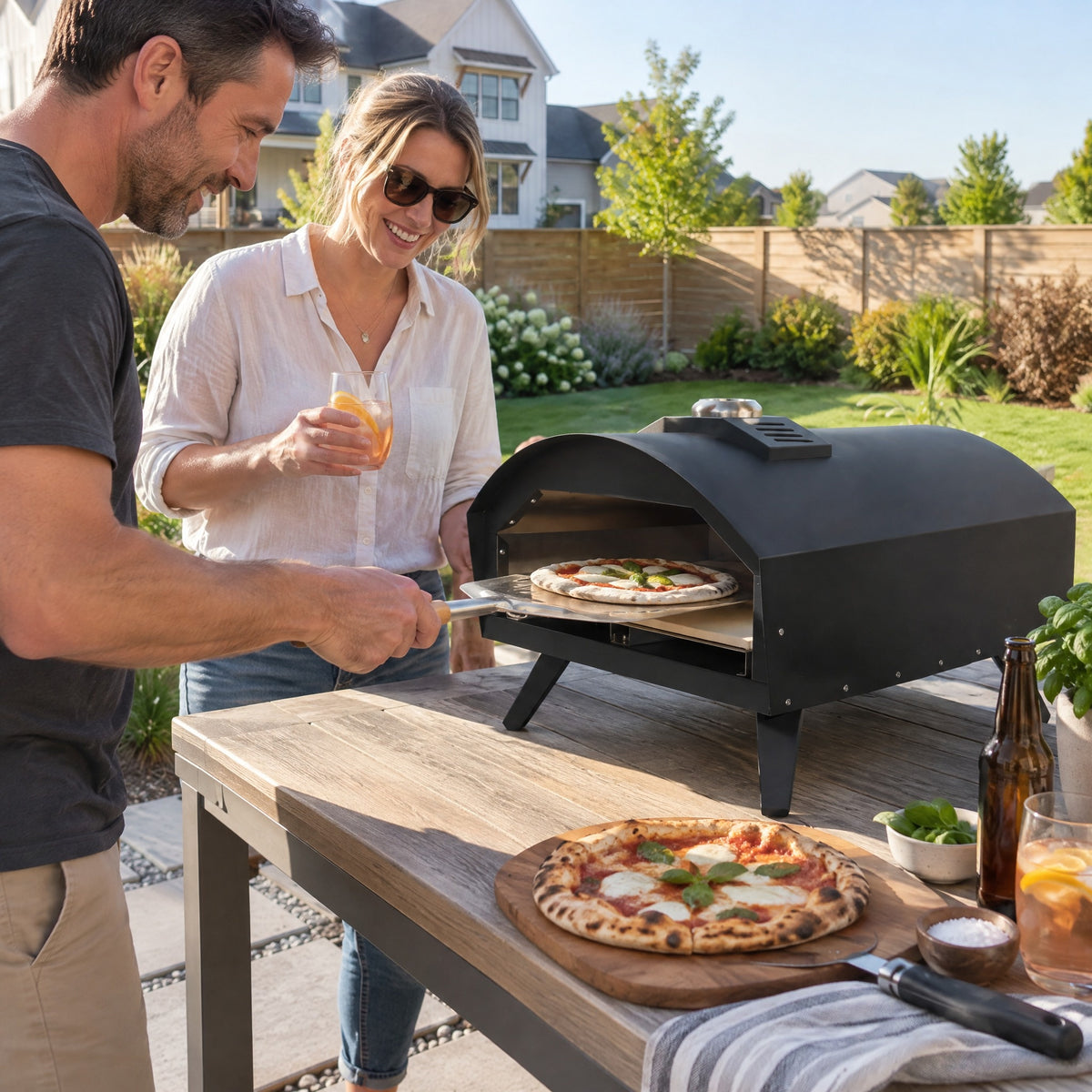 16" Propane Pizza Oven with Peel - in use