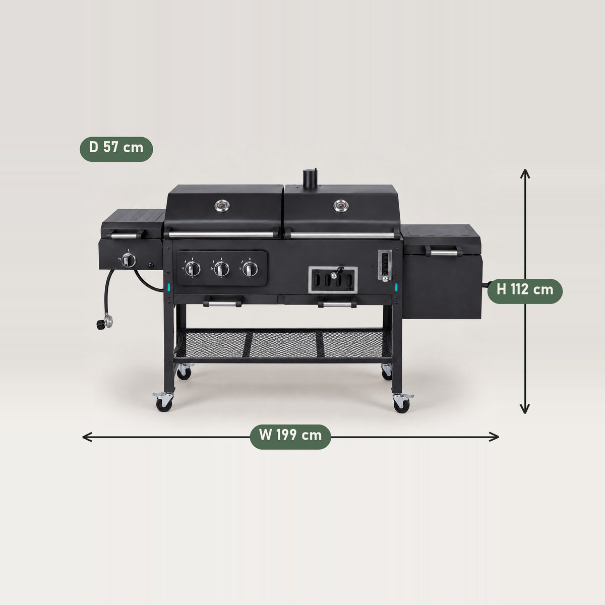 Gas and Charcoal Combo Grill - dimensions