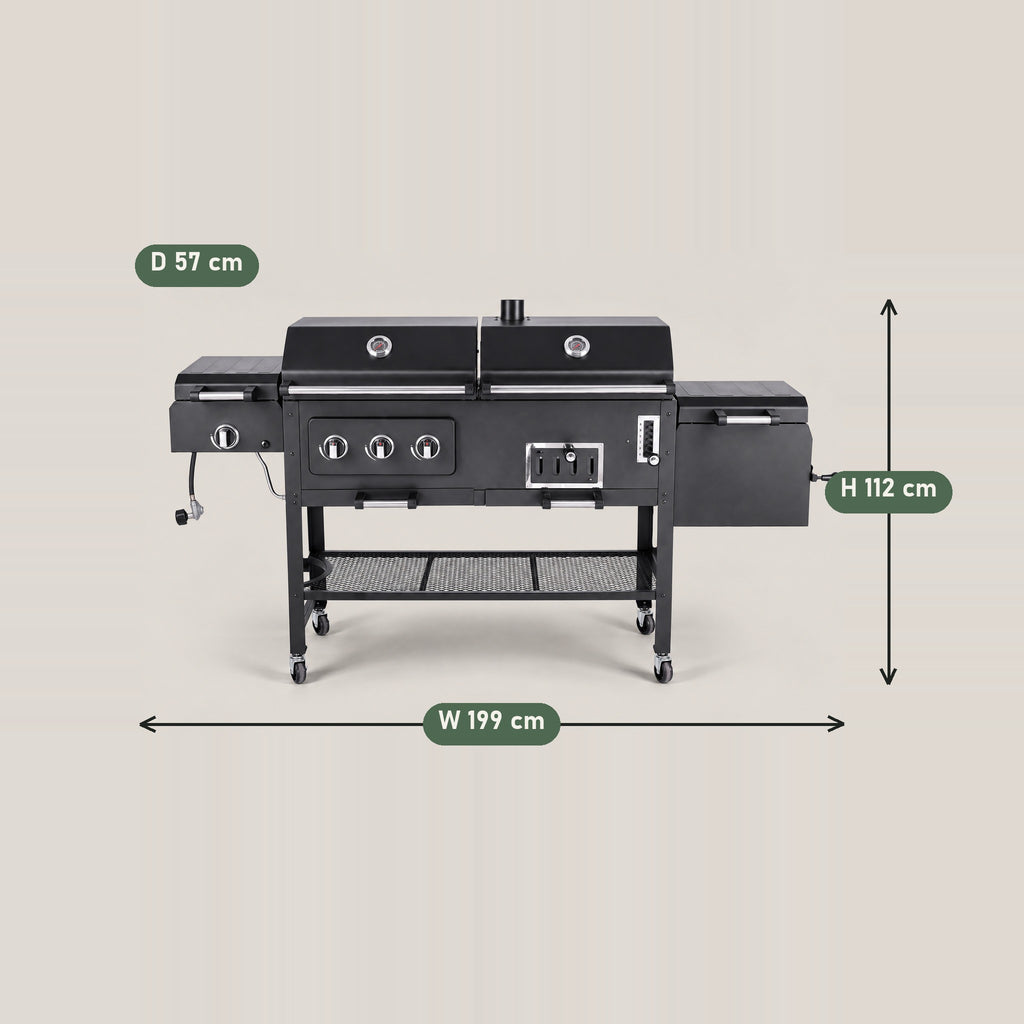 Gas and Charcoal Grill with Side Burner - dimensions