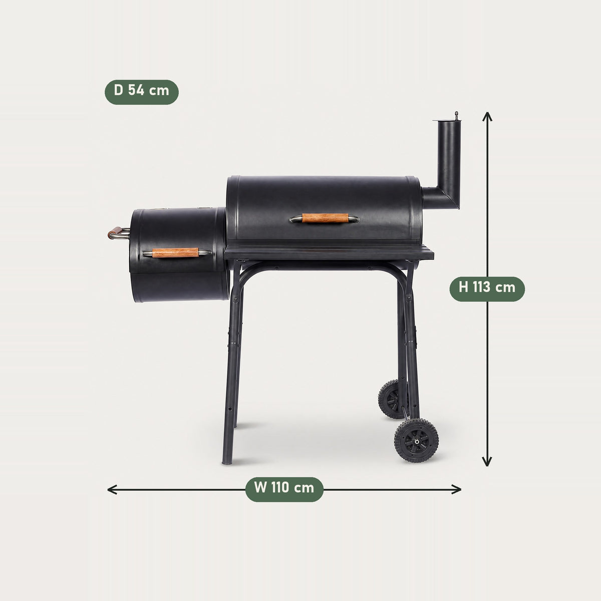 Large Charcoal BBQ with Wooden Handles - dimensions