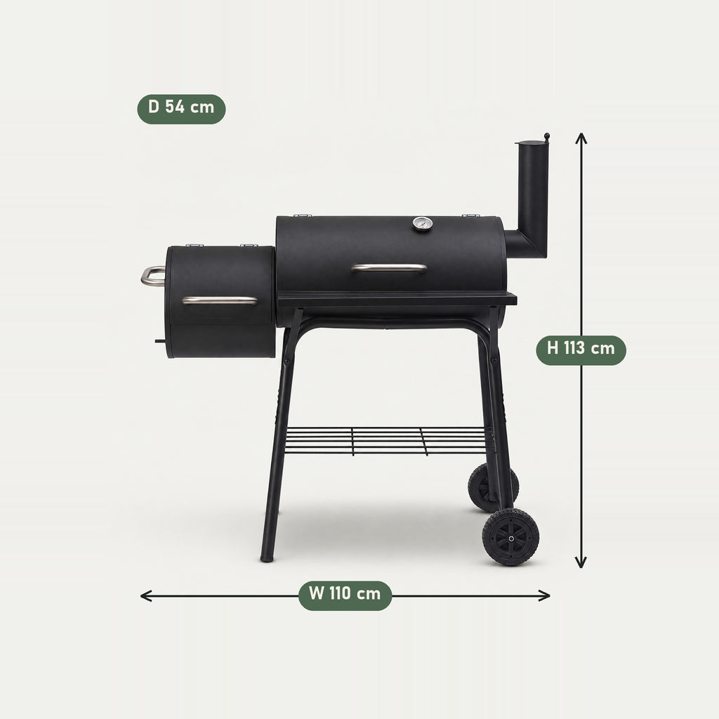 Charcoal Grill with Side Firebox - dimensions