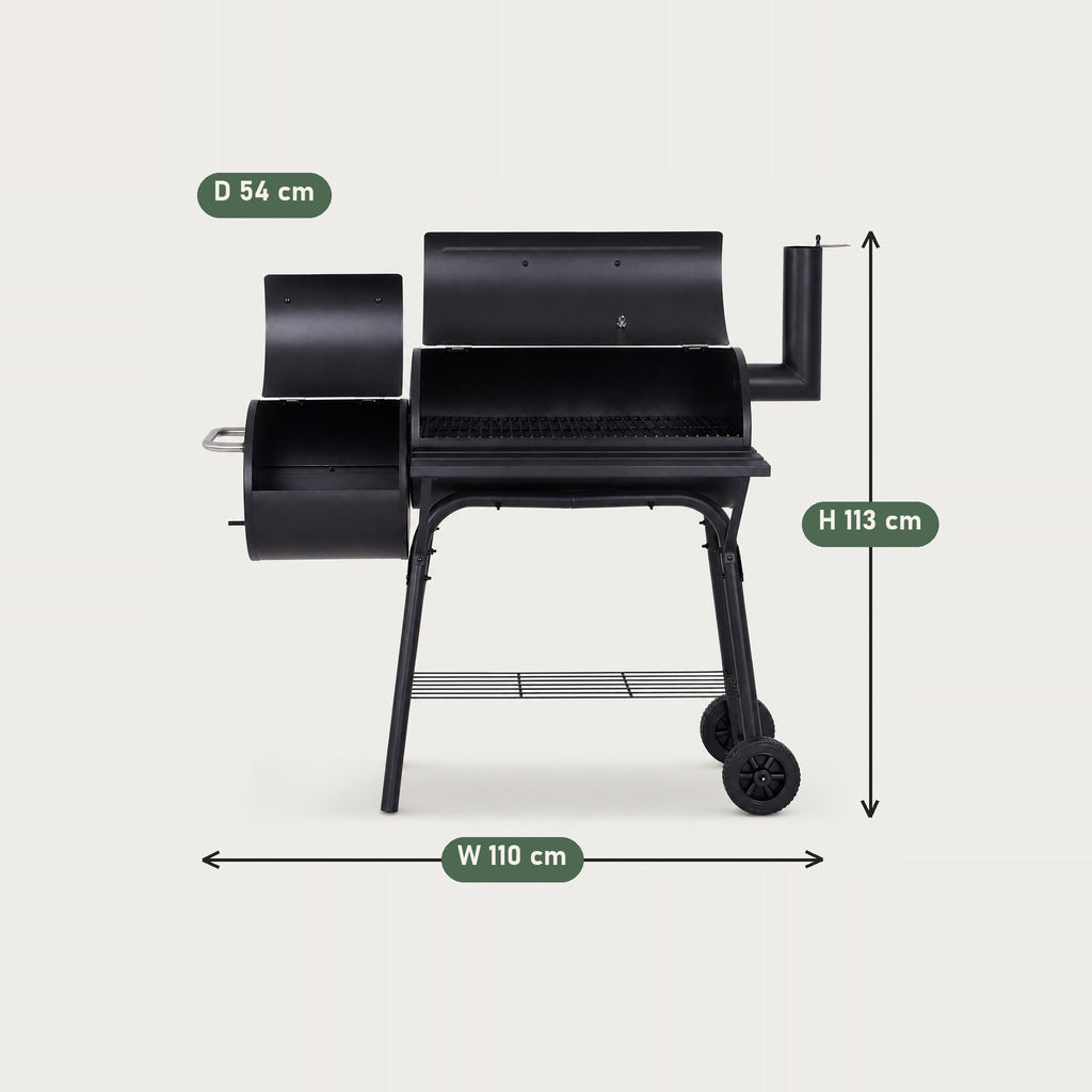 American-Style Charcoal Smoker Grill - dimensions