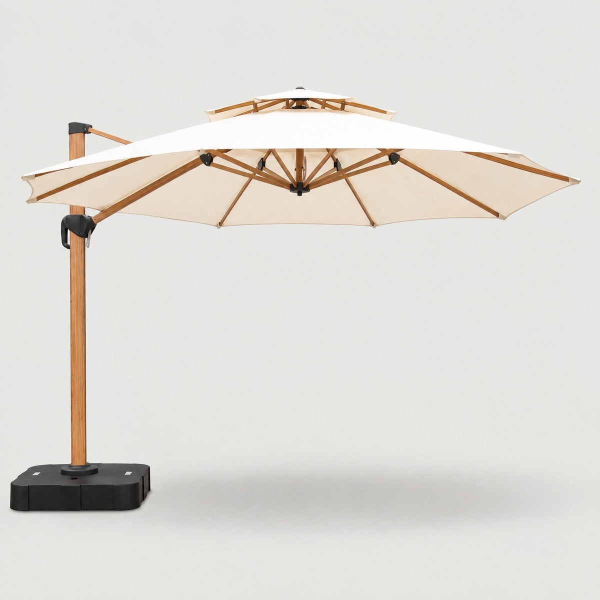 3.6m Cantilever Umbrella, Wood-Look Aluminium - front view