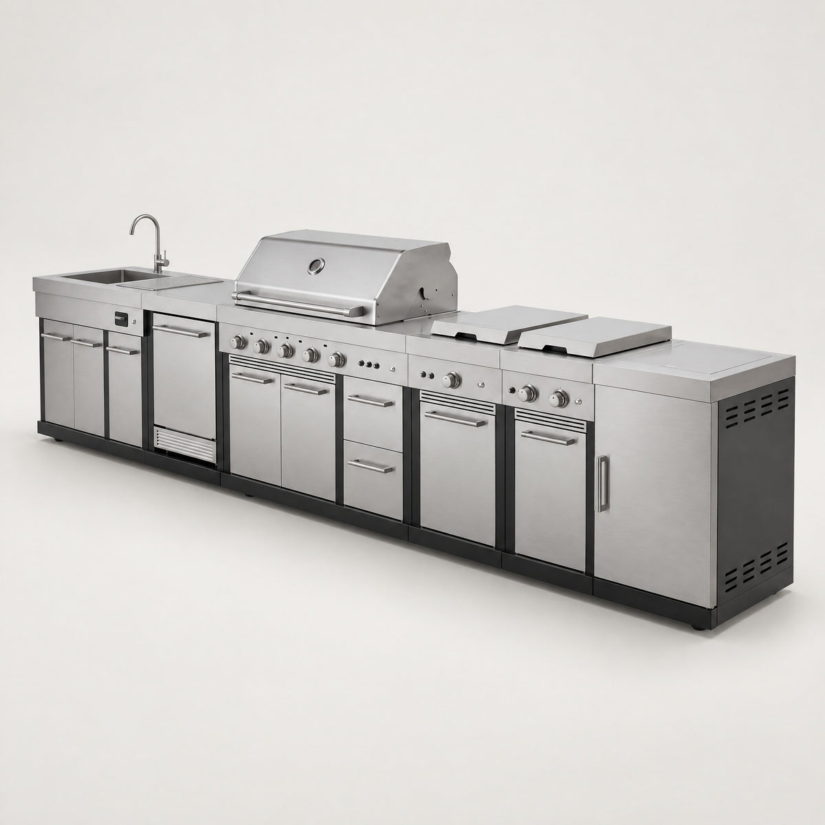 304 Stainless Steel Outdoor Kitchen with BBQ and Sink - side view