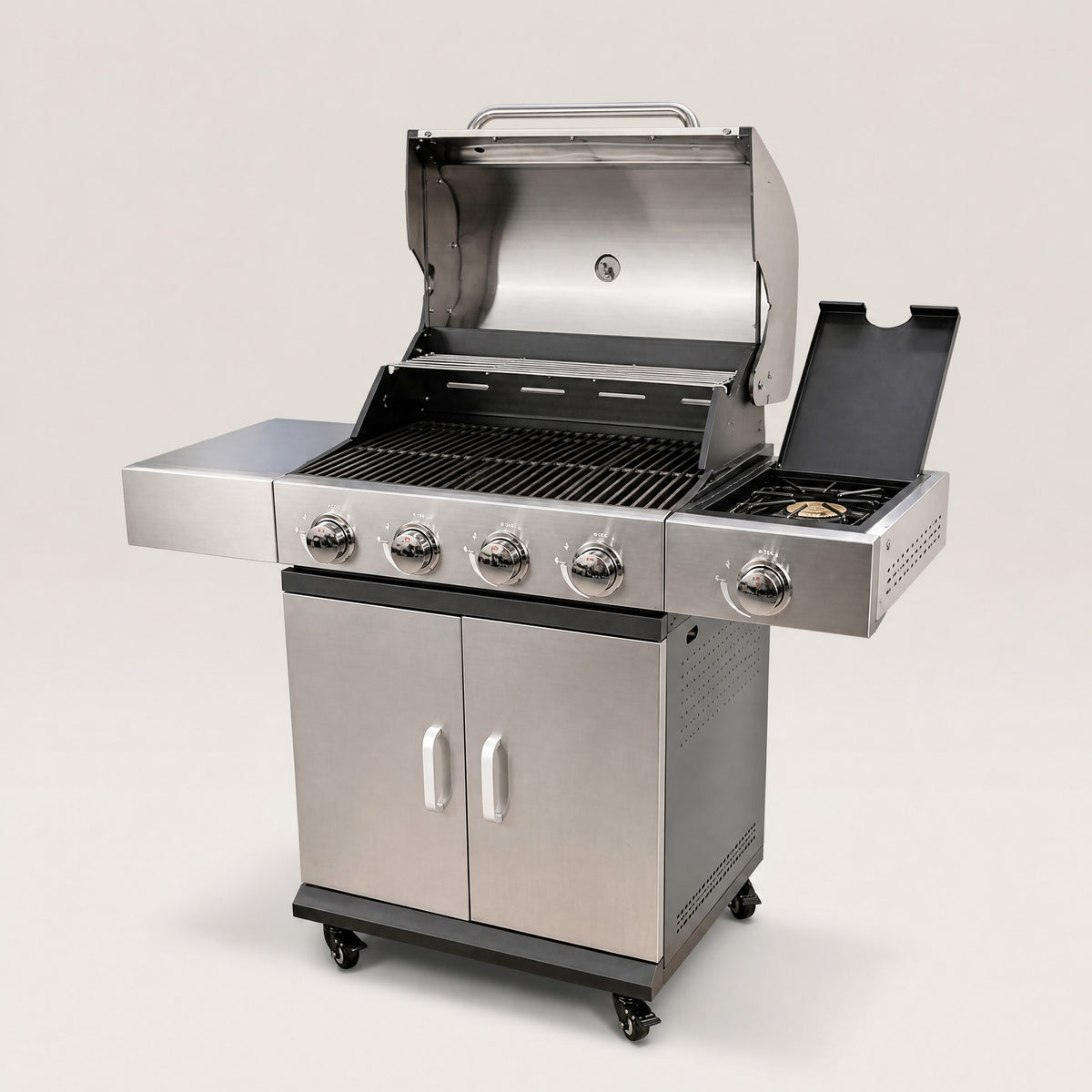 4+1 Burner Stainless Steel Gas BBQ - side view