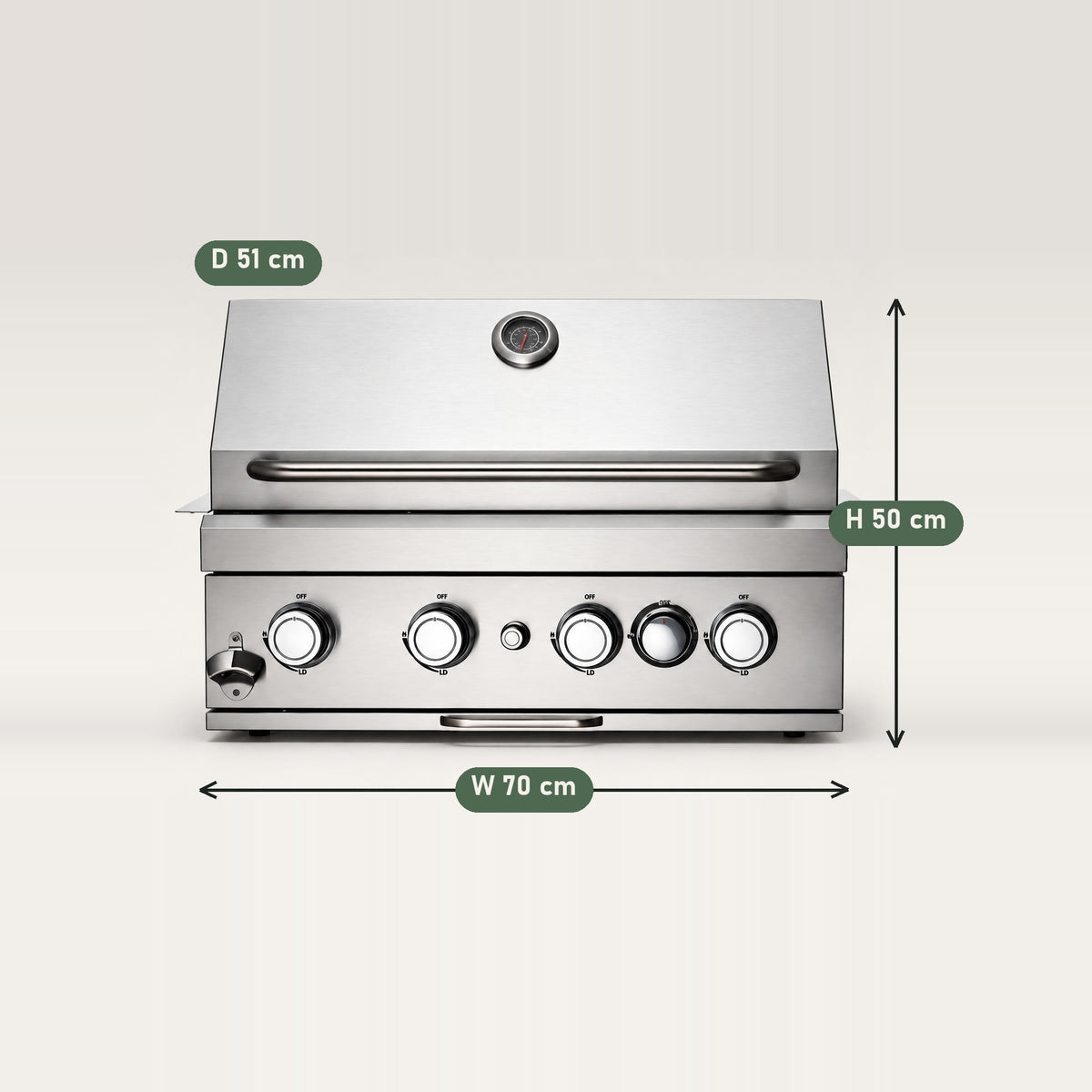 5-Burner Built-In Stainless Gas BBQ - dimensions