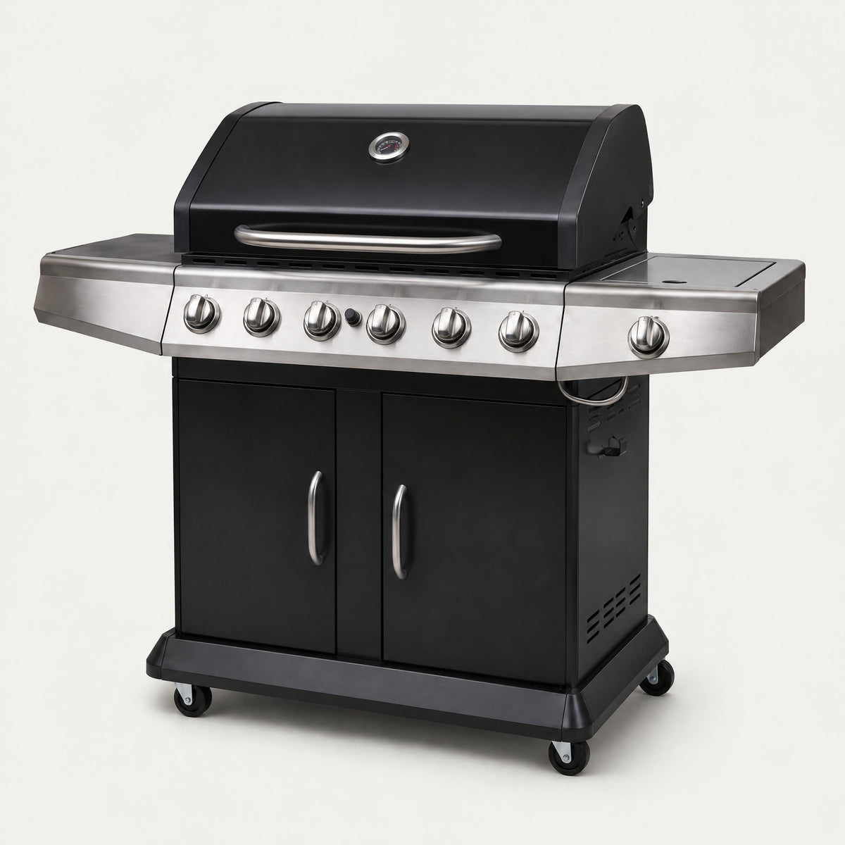 6+1 Burner Stainless Gas BBQ, Electronic Ignition - side view