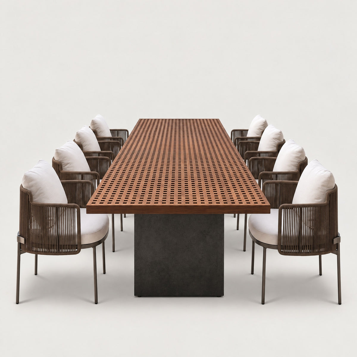 Aluminium and Rope Dining Set - front view