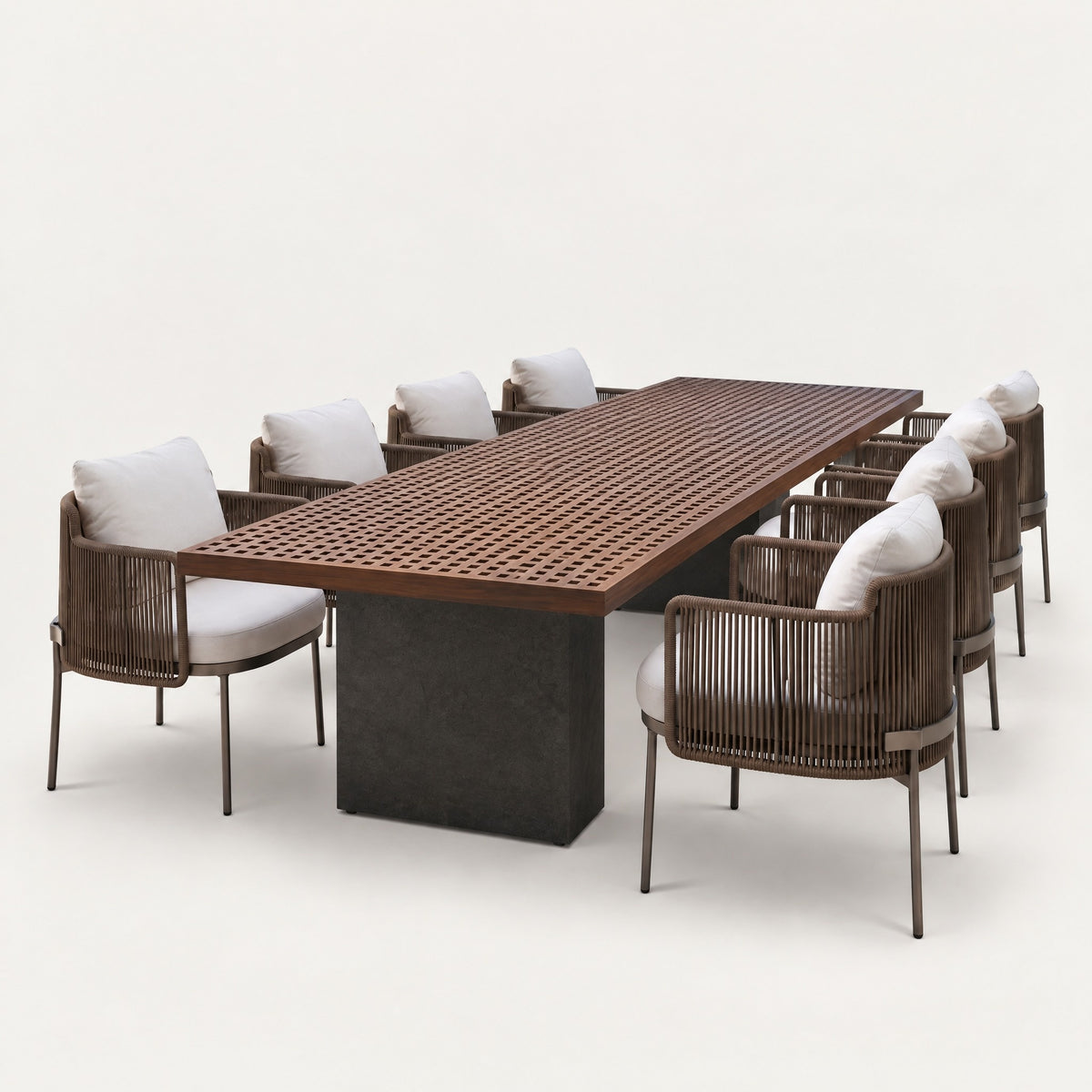 Aluminium and Rope Dining Set - side view
