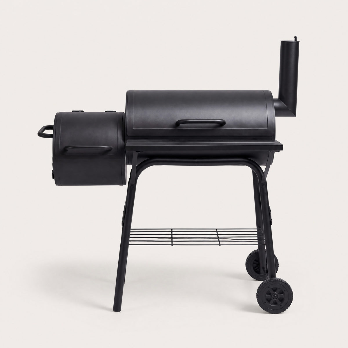 Charcoal BBQ Grill with Offset Smoker - front view
