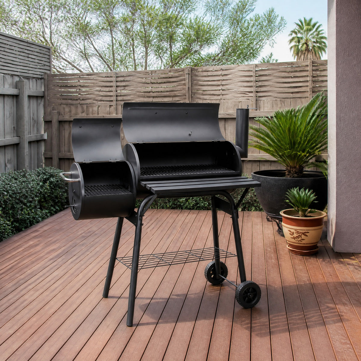 Charcoal Drum BBQ with Offset Firebox