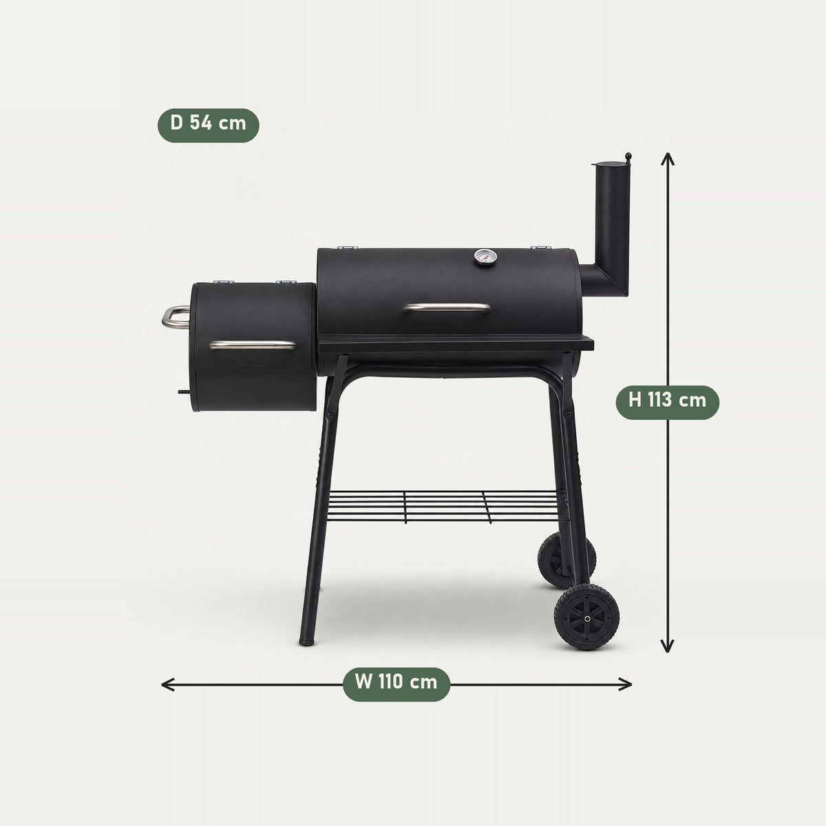 Charcoal Grill with Side Firebox - dimensions
