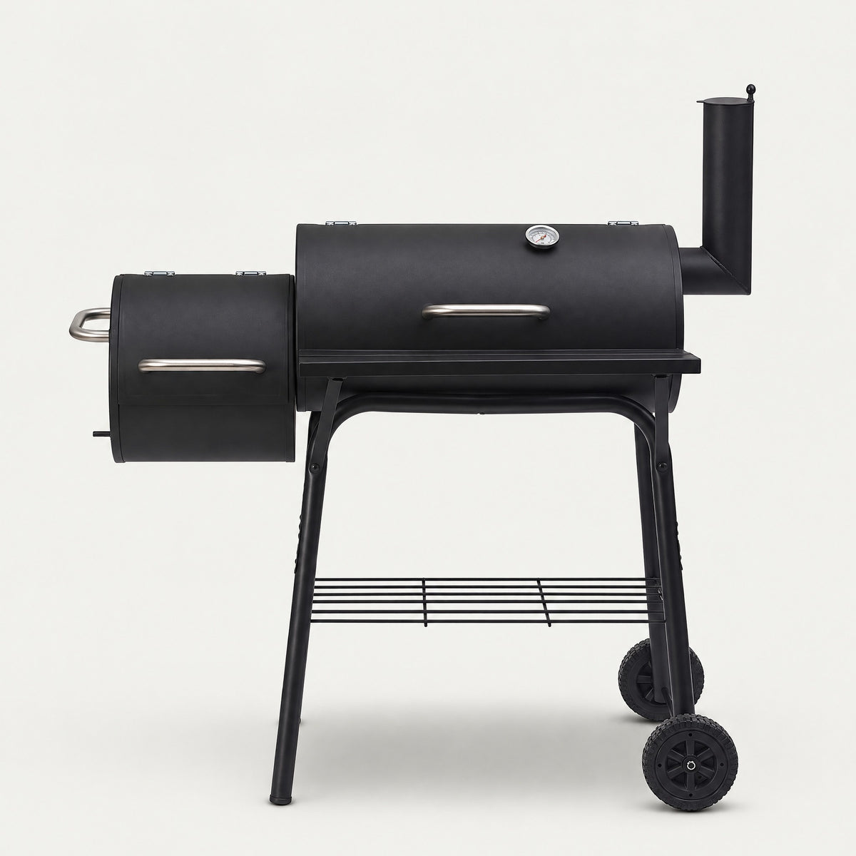 Charcoal Grill with Side Firebox - front view