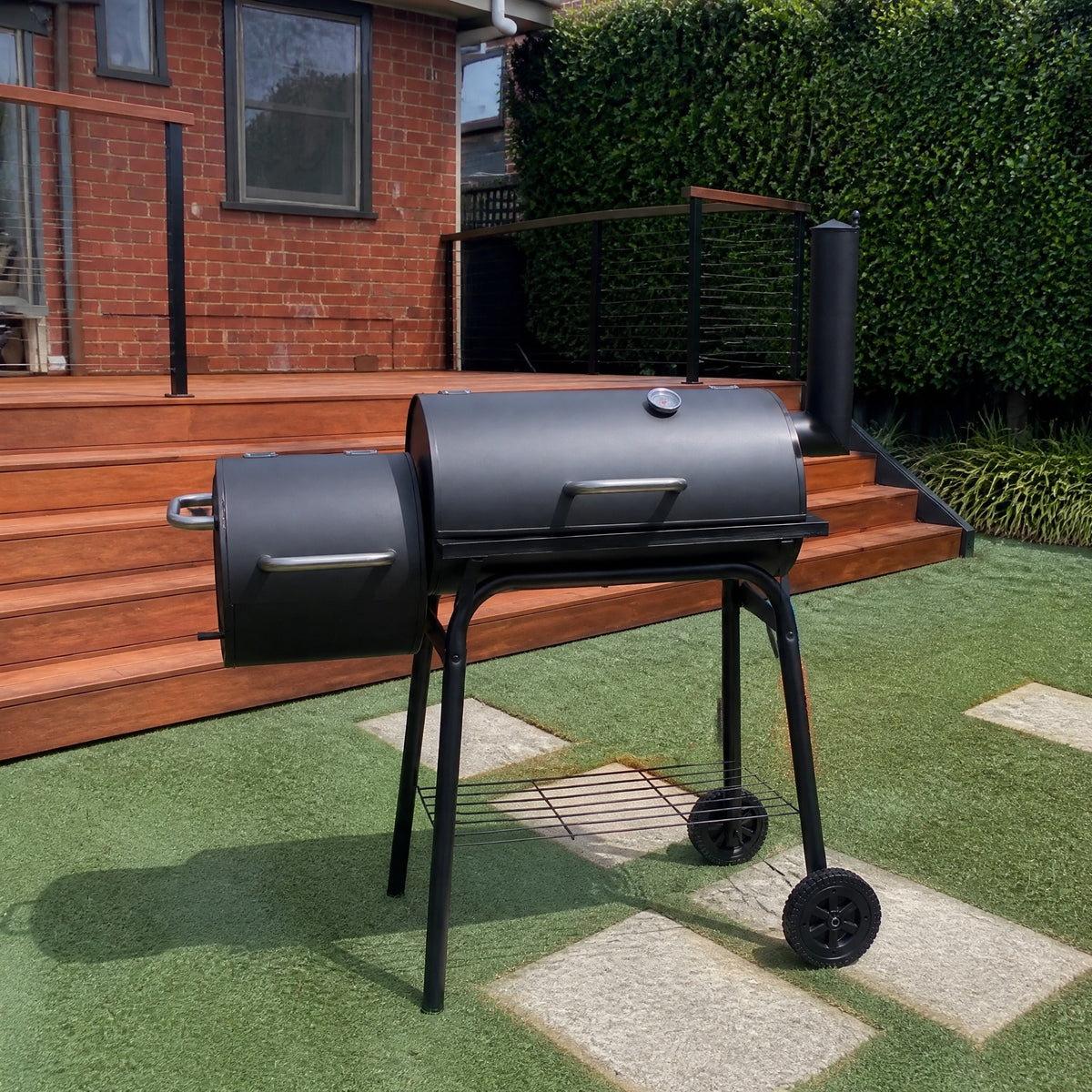 Charcoal Grill with Side Firebox