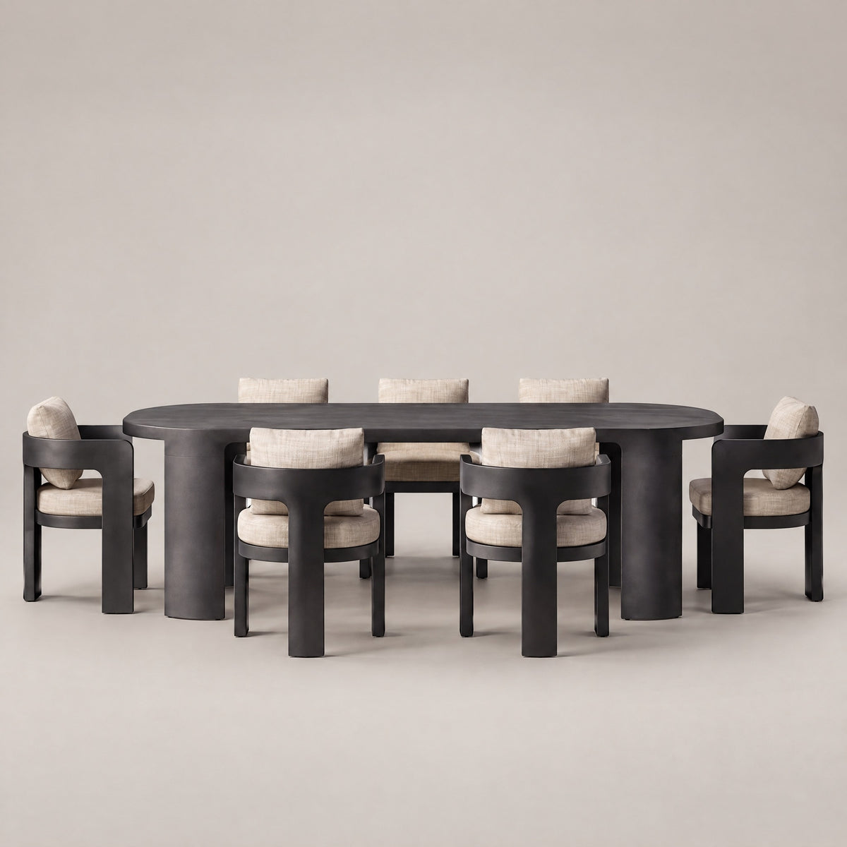 Contemporary Aluminium Dining Set - front view