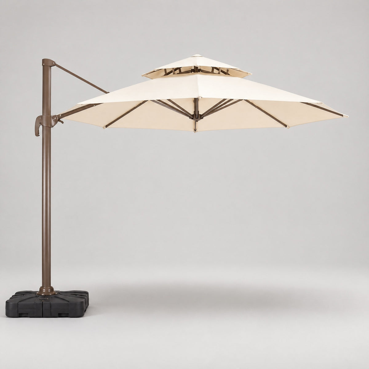Double-Roof Cantilever Umbrella with Base - front view